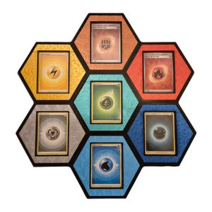 Set Pokémon-ruilkaarten wandbord inclusief zeshoekige bovenlader - display voor de veilige en stijlvolle presentatie van uw meest waardevolle kaarten