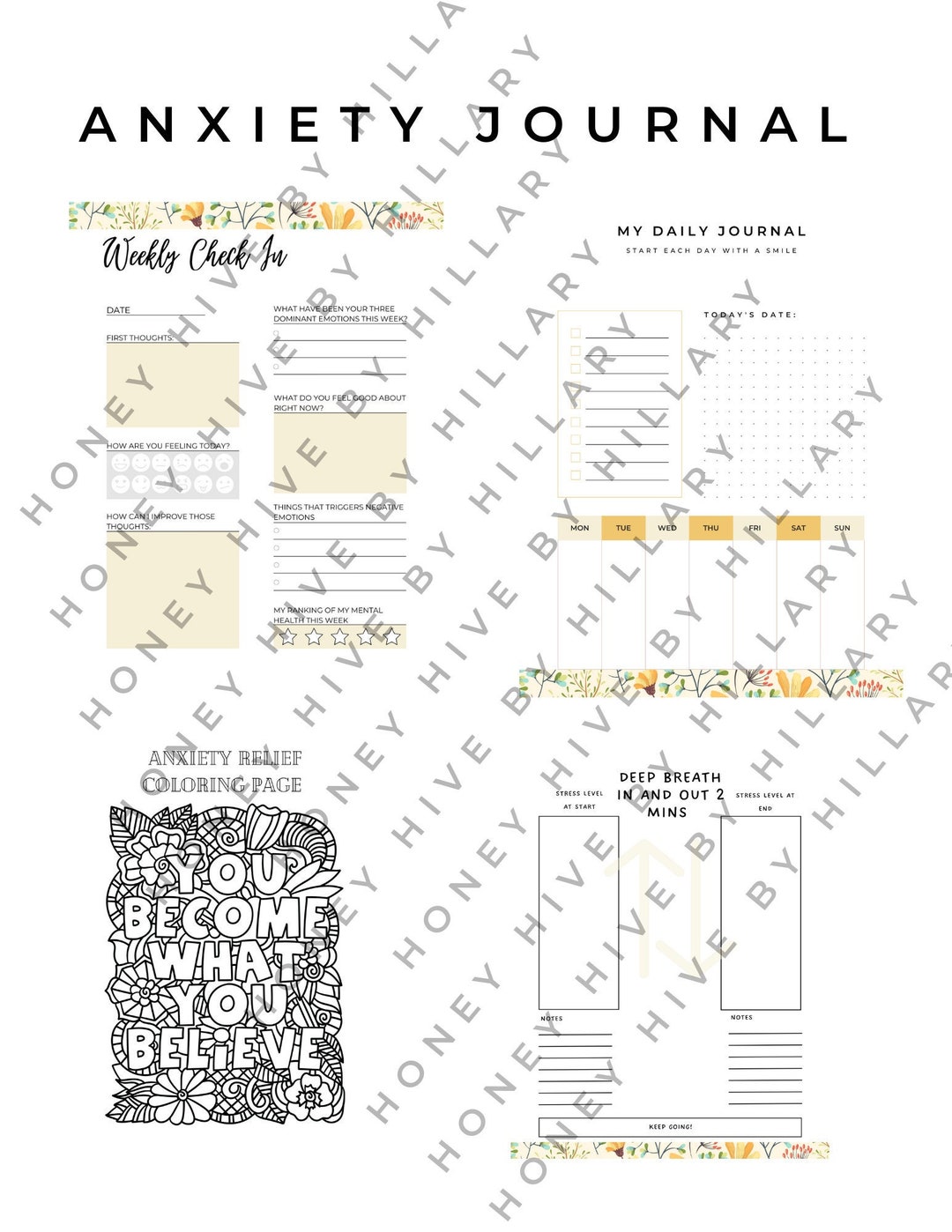 Anxiety Journal Printable Prompts PDF Anxiety Stress Mental - Etsy