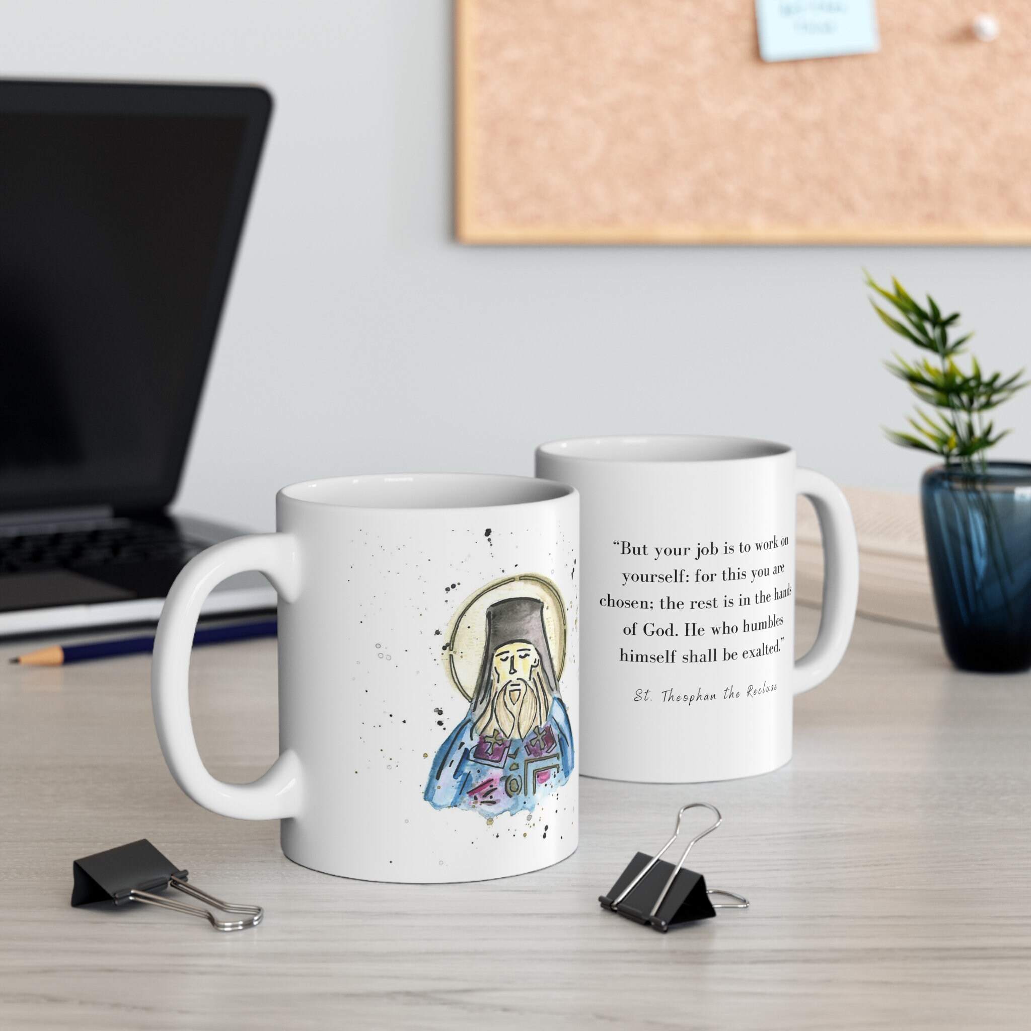 Coffee Mug with Saint Quote, St. Theophan the Recluse Quote Coffee Mug, Orthodox Saint Quote Mug