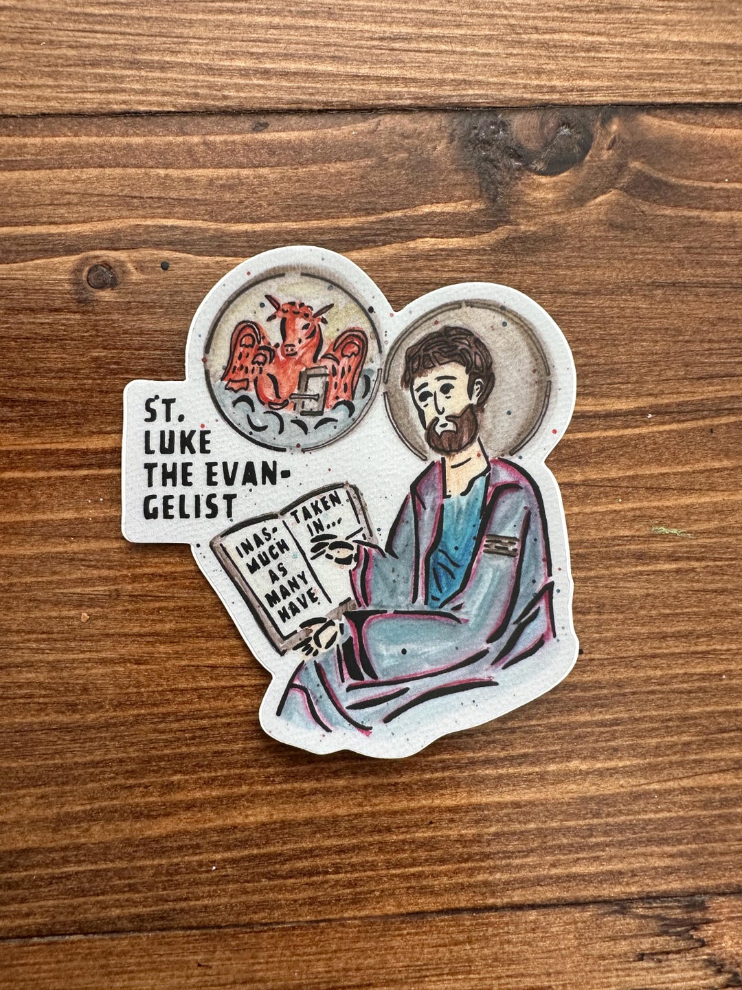 Luke Chapter Sticker St. Luke Watercolor Sticker - Etsy