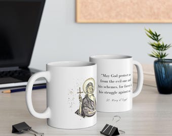 Taza de Santa María de Egipto: Regalo cristiano ortodoxo. Santa ortodoxa.