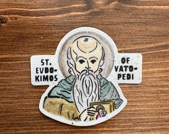 Pegatina de acuarela de San Eudokimos de Vatopedi