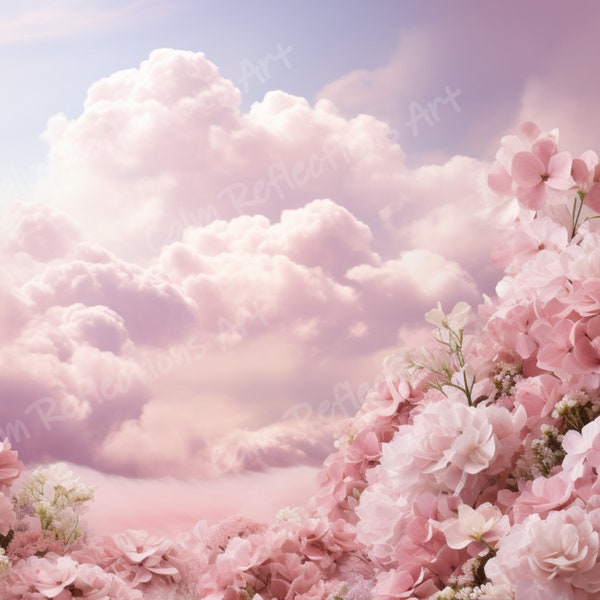 Pink Sky Heavens View Pink Clouds Memorial Background Heaven Backdrop Memorial Template Printable digital download png