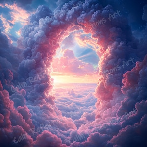 Pastel Heaven View Clouds Memorial Background Heaven Backdrop Memorial Template Printable digital download png