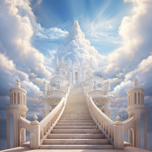 Heavens Stairs Memorial Background Heaven Backdrop Memorial Template Printable digital download png