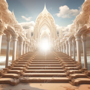 Gold Stairs Memorial Background Heaven Backdrop Memorial Template Printable digital download png