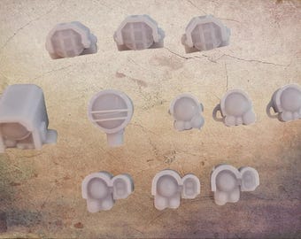 Faros delanteros de resina sin pintar, 4 miniaturas impresas en 3D de 8k