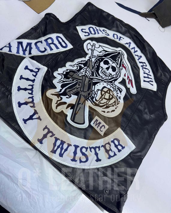 メンズ サンズ・オブ・アナーキー レザーベスト：ジャックス・テラー