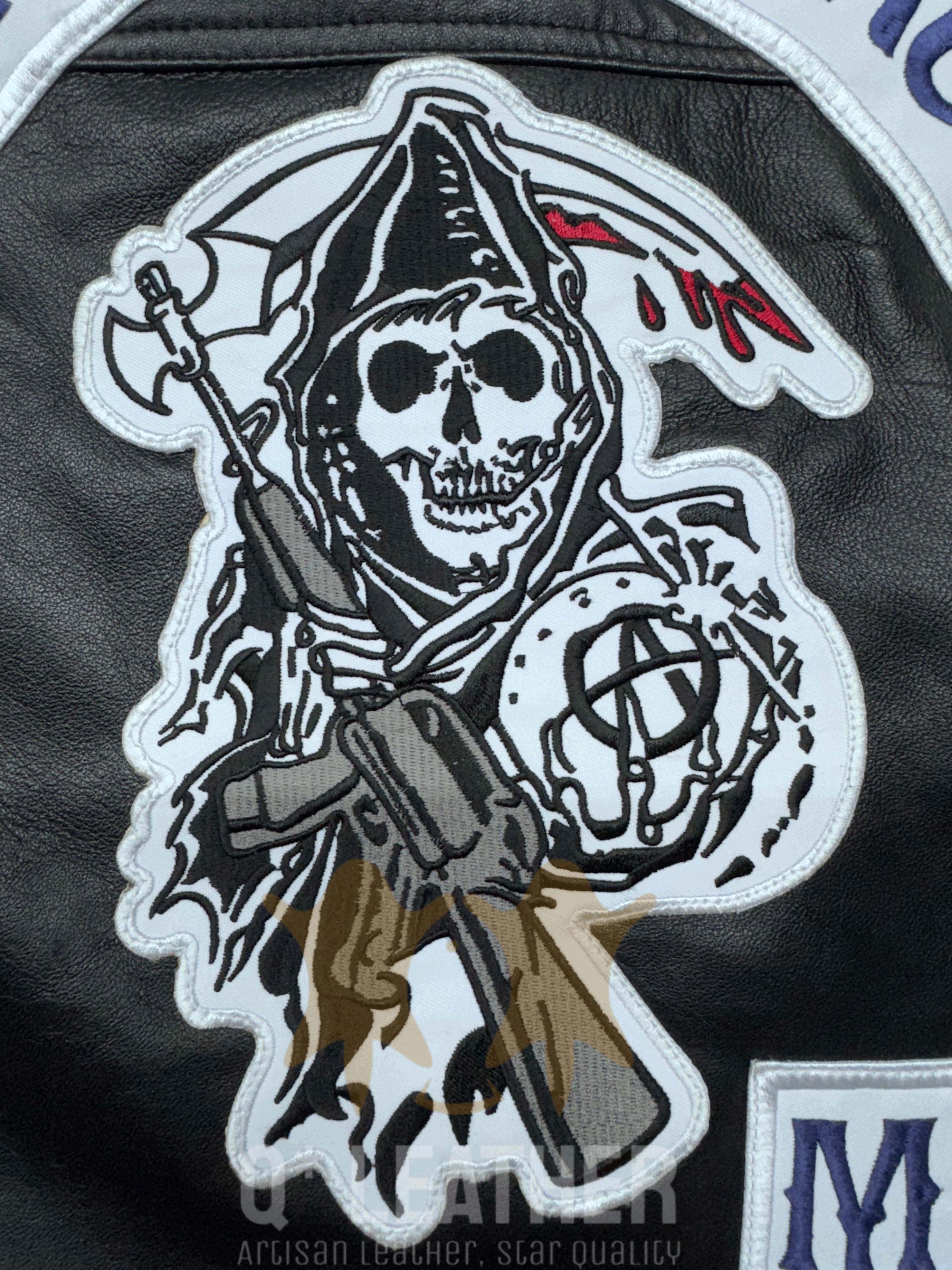 メンズ サンズ・オブ・アナーキー レザーベスト：ジャックス・テラー