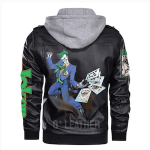Jaqueta de Halloween do Coringa, jaqueta de cartas de baralho, jaqueta de Halloween do Coringa, jaqueta de couro premium - melhor presente