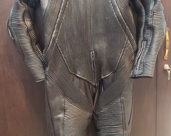 Handmade Black Leather Motorcycle Racing Suit: Pro Biker CE Armor