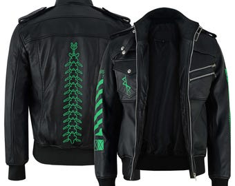 Cyberpunk Edgerunners David Martinez Cosplay Jacket: Handmade Leather Hoodie