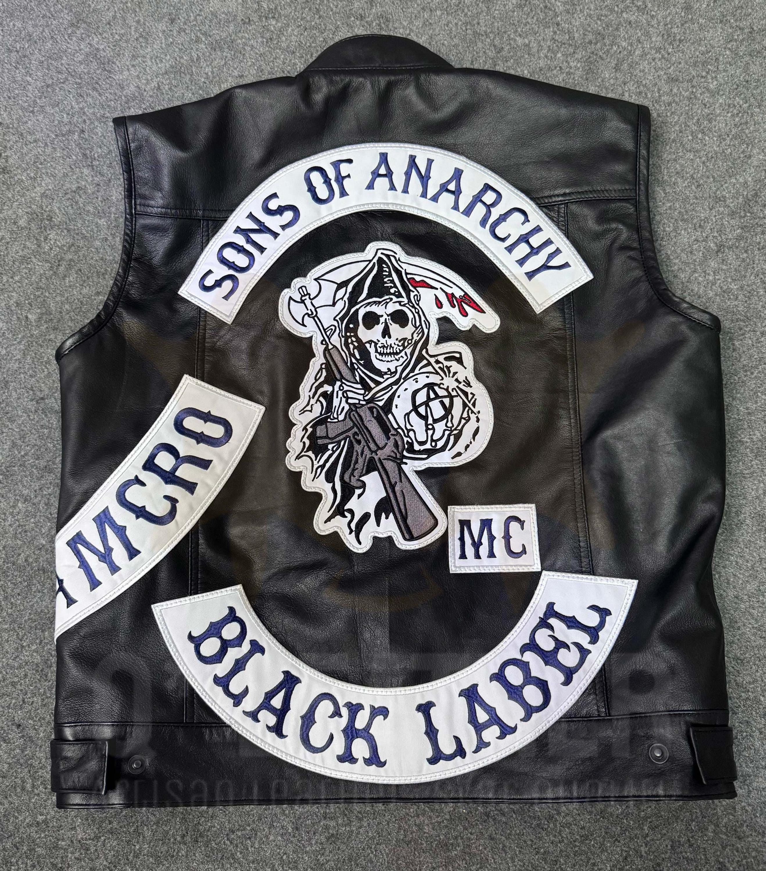 メンズ サンズ・オブ・アナーキー レザーベスト：ジャックス・テラー