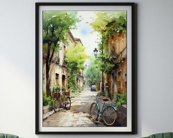 Bicycle Wall Art Prints, Vintage Bicycles, Old Street Scenes, Printable Wall Art, Digital Download, JPG Files
