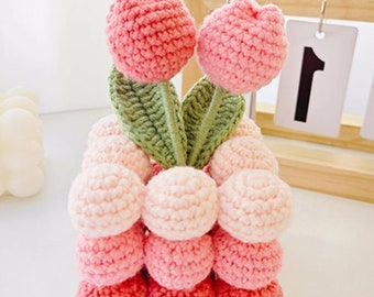 Tulip Crochet Ornament, Home Decoration, Hand Made, Crochet Flower In The Pot, Crochet Plant, Personalized Gift For Teacher, Gifts for Mom