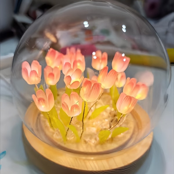 Handmade Diy Tulip Lamps, Tulip Flower Night Light, Room Decor, Valentines Day Handmade Gift, Gift For Her,Gift For Mom, Birthday Gift, Gift