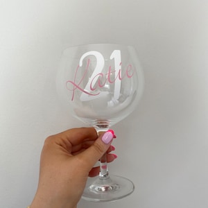 Personalised Gin Glass with any age / birthdays / gifts / 18th, 21st, 50th, etc. / milestone birthday gift