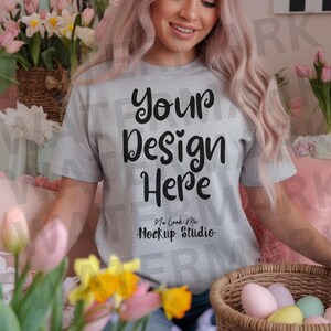 Sport Grey Easter T-Shirt Mockup: Gildan 64000 Template (PNG)
