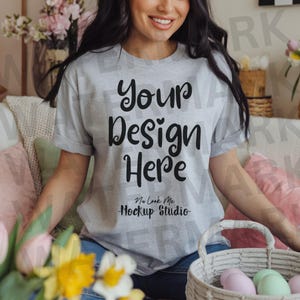 Easter T-Shirt Mockup: Gildan 64000 Sport Grey Tee (Digital Download)