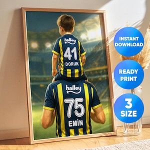 Fenerbahce Geschenk Personalisiertes Jersey Poster mit Name und Nummer, druckbare Fußballkunst für Geburtstag oder Vatertag, für Fenerbahce-Fans