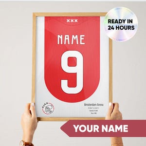 Custom Ajax Amsterdam Jersey Poster – Personalized Wall Art, Digital Print, Unique Gift for Ajax Fans