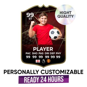 Cartão de futebol estilo Champs 2025, cartão de jogador de futebol digital personalizado, cartão de futebol editável, download digital para impressão