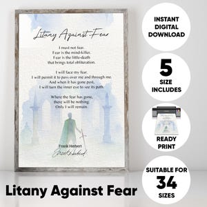 Dune Litany Against Fear Watercolor Print: Frank Herbert Poem (Digital Download)