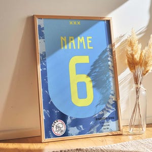 Custom Ajax Away Jersey Poster – Personalized Football Fans Gift, Amsterdam Arena Wall Art, Digital Print, Unique Gift for Ajax Fans
