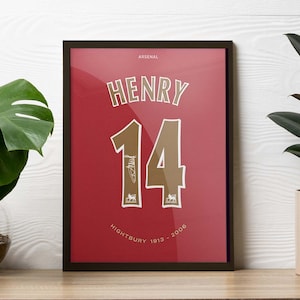 Thierry Henry Arsenal Poster, Highbury 1913-2006 Jersey Print, Iconic Arsenal 14 Tribute Wall Art, Football Legend Gift for Fans