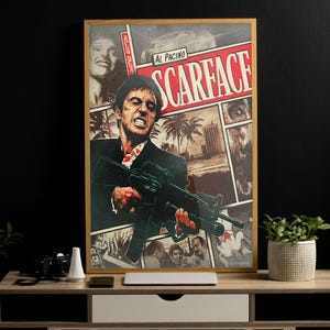 Scarface Film Poster Druck, Vintage Retro Wandkunst, klassisches Scarface Dekor, kultiger Film Tony Montana, digitaler Download