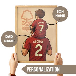 Nottingham Forest Jersey Poster mit Name und Nummer, druckbare Fußballkunst zum Geburtstag oder zum Vatertag, für Waldfans
