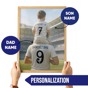 Custom Real Madrid Father & Son Soccer Print: Personalized Jersey Art (Digital Download)
