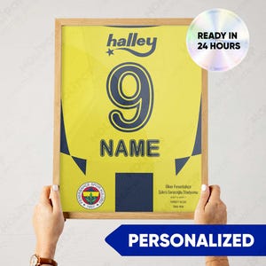 Custom Fenerbahçe Jersey Poster, Personalized Frame Ready Print, Digital Download with Name & Number, Unique Gift for Fenerbahçe Fans
