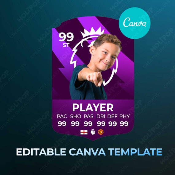 Premier League Fifa 24 Editable FUT Card, EA FC 2024 Ultimate Team, Canva  Prints, Digital Download, Canva Template Soccer Card