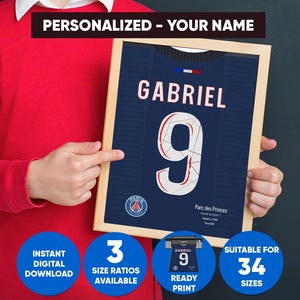 Personalized PSG Jersey Poster: Custom Football Wall Art (Digital Download)