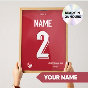 Custom Türkiye National Jersey Poster, Personalized Turkish Football Wall Art, Digital Ready To Print, Gift for Turkey Fans