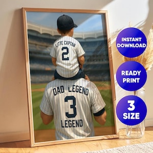 Yankees Stadium Personalized Baseball Poster: Dad & Son Pinstripes (Digital Download)