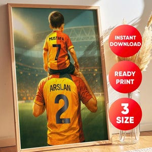 Galatasaray Gift Custom Jersey Poster With Name And Number, Printable Football Wall Art For Birthday Or Father&#39;s Day, For Galatasaray Fans