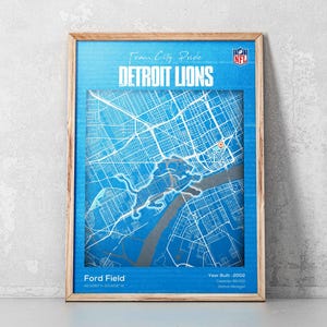 Detroit Lions Ford Field Map Art: NFL Stadium Poster (Digital Download)