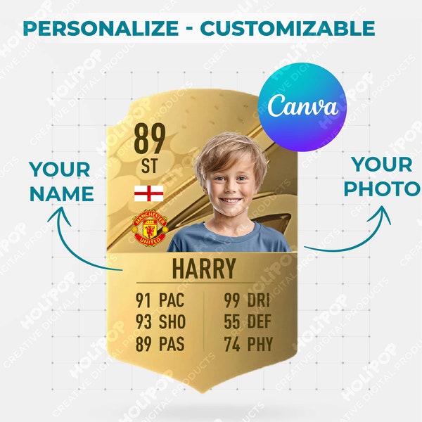 Customizable FIFA Football Card Template - Special FUT Player Card, Personalized Football Cards Canva Download