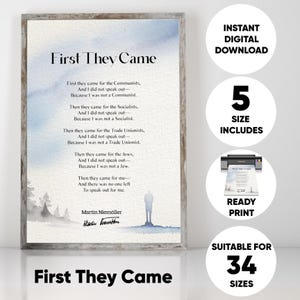 Martin Niemöller Poem Print: Watercolor Illustration (Digital Download)
