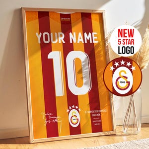 Benutzerdefinierte Galatasaray 100 Jahre Jersey Poster, personalisierte Fußballwandkunst, 100. Yıl Forma, Digitaldruck, einzigartiges Geschenk für GS-Fans