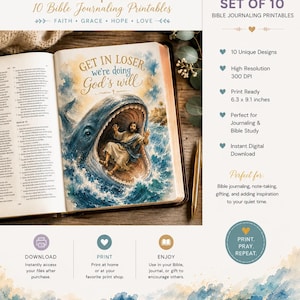 Juego de imprimibles para insertar en la Biblia de Jesús / Juego de 10 insertos para diario cristiano / Imprimibles para diario bíblico / Descarga digital sobre la fe