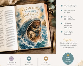 Afdrukbare set Jezus Bijbel tip-in | Set van 10 christelijke dagboekbijlagen | Bijbeljournaal afdrukbare items | Digitale download van Faith