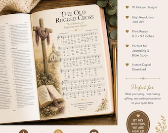 Faith & Hymns-collectie | Bijbel tip-in printables | Bijvoegsels voor christelijke tijdschriften | Digitale download