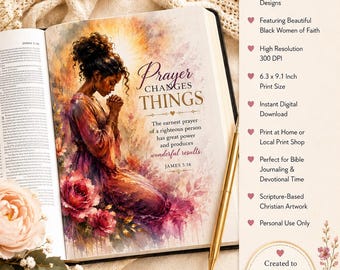Black Women Bible Journaling Tip-Ins Set of 10 | Christian Digital Download | Scripture Art Printables | Faith-Based Bible Journaling Kit