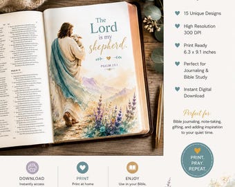 Tip-inset voor Jezus-bijbeljournaal | Christian perkamentprints | Bijsluiters voor Schriftendagboeken | Bundel Faith Ephemera