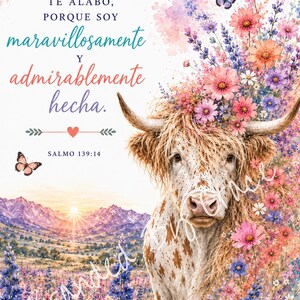 12 Diseños Cristianos en Español | Versículos Biblicos para Imprimir | Digitale download | Arte Cristiano Bloemen afbeelding 6