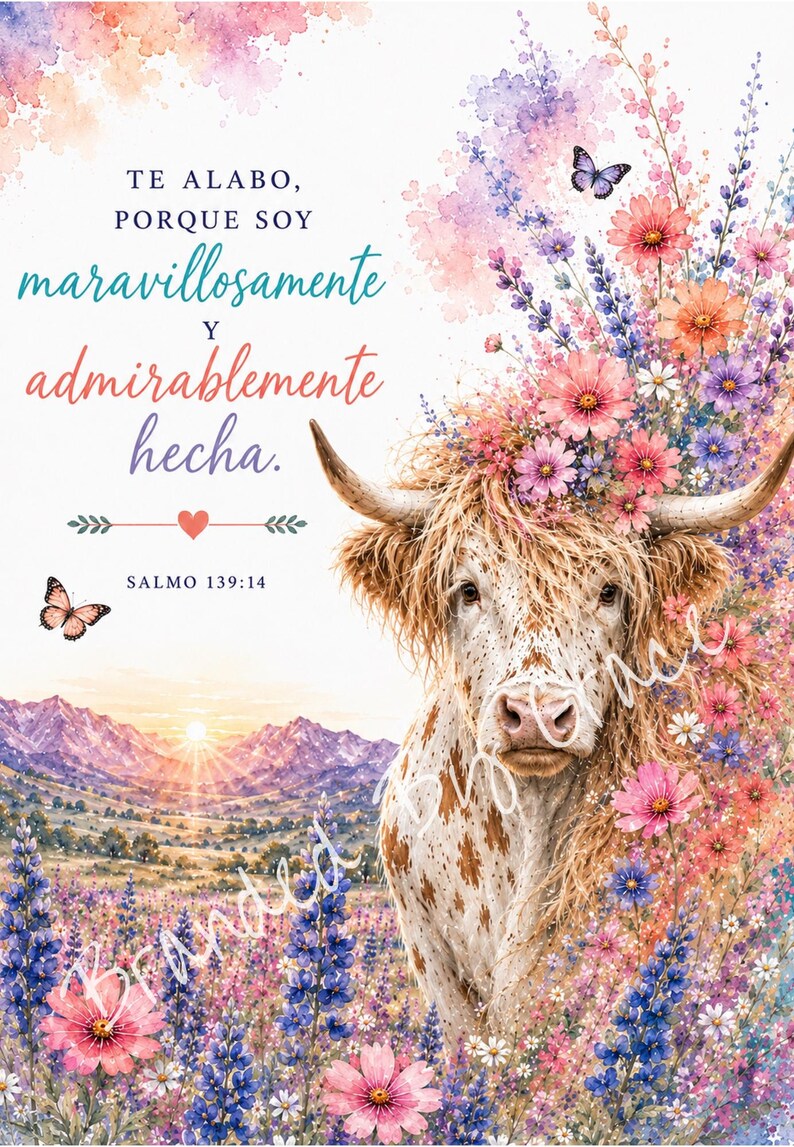 12 Diseños Cristianos en Español | Versículos Biblicos para Imprimir | Digitale download | Arte Cristiano Bloemen afbeelding 6