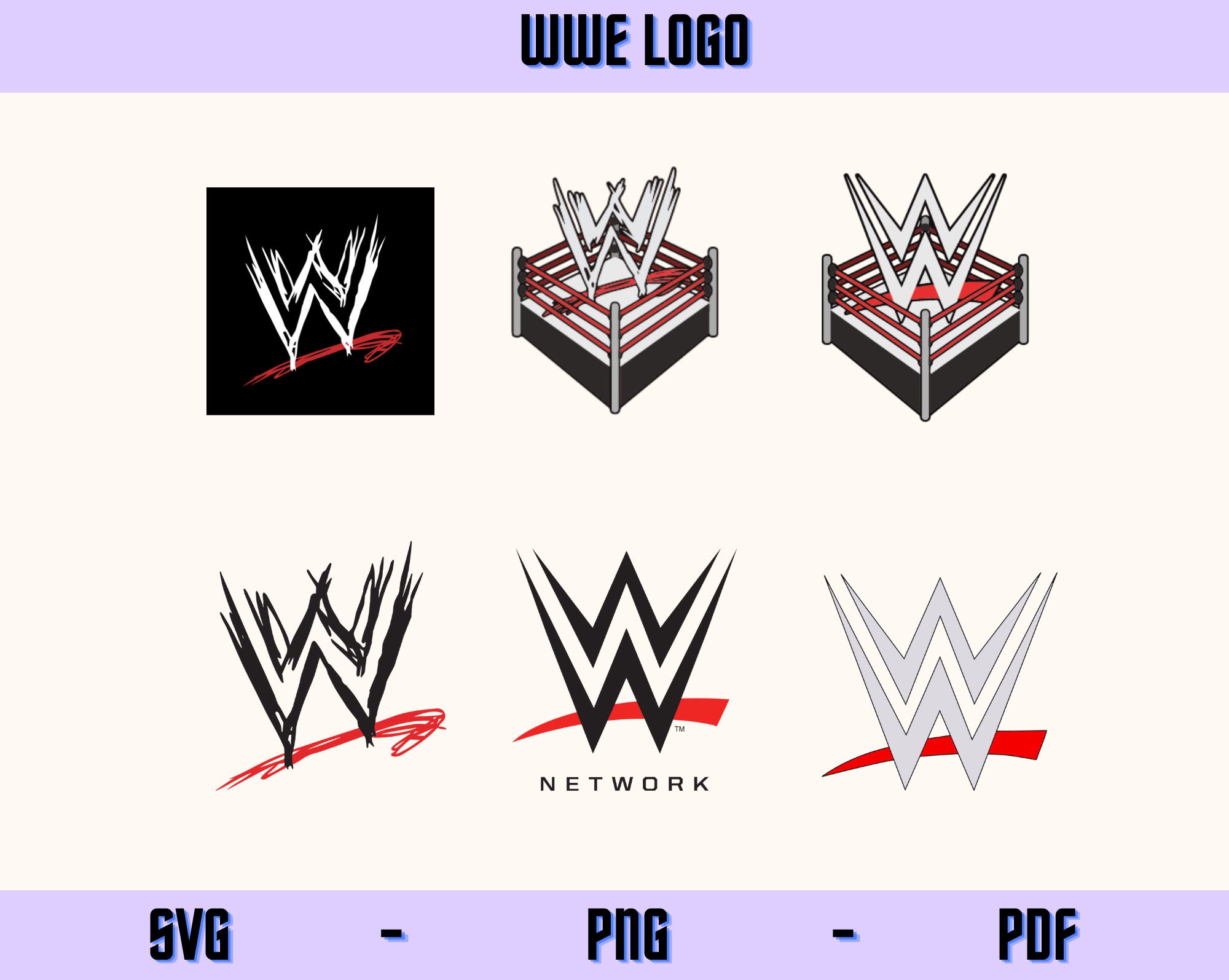 Wwe Svgpngpdf Logo Filebundle Layered SVG Cricut Cut Etsy